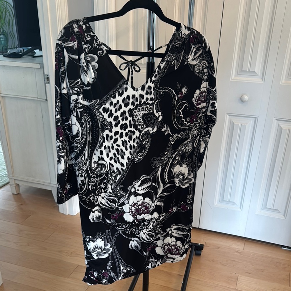 Floral Black and White Dress